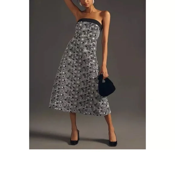 knee length dresses for ladies white anthropologie/ MAEVE Maeve square neck tiered lace midi dress, M   Julianna's Luxe